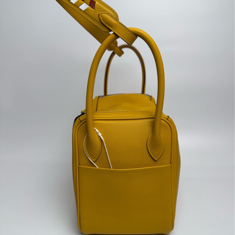 99新 愛馬仕/Hermes Lindy26 琥珀黃 編織肩帶 C刻 swift皮 塵袋-2