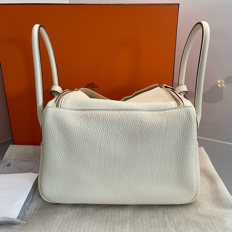 HERMES愛馬仕 Lindy 26 Z刻 金扣 Clemence小公牛皮 nata 奶油白-2