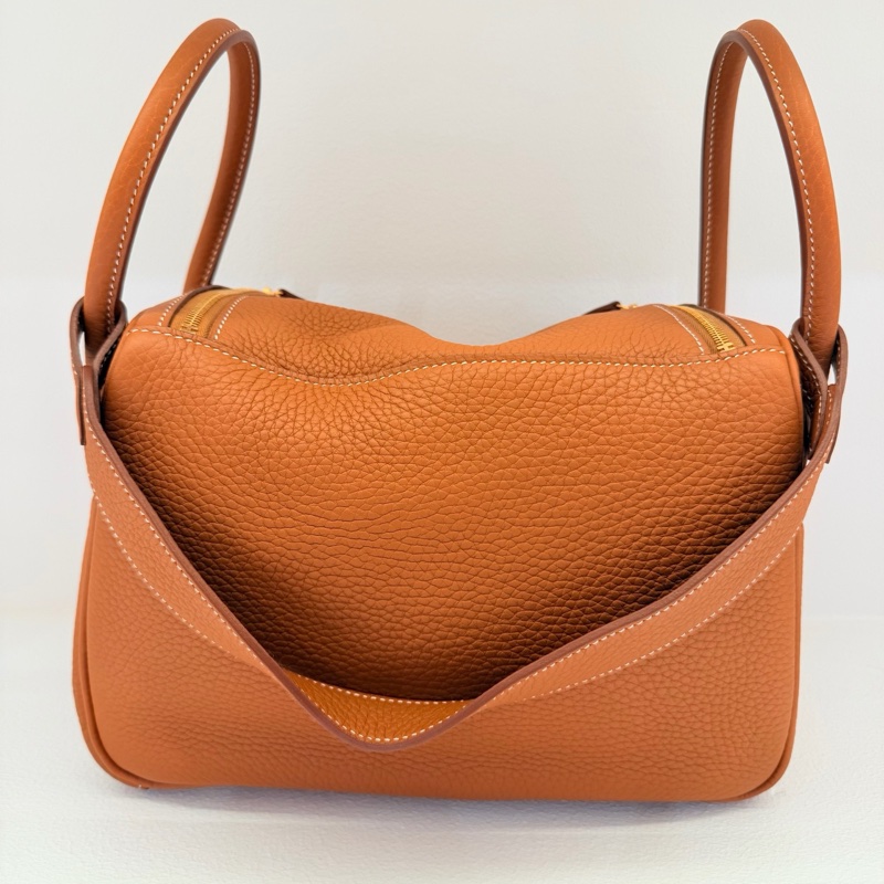 99新 愛馬仕 Hermes lindy  26 金棕內里拼番茄紅 金扣 tc皮-1