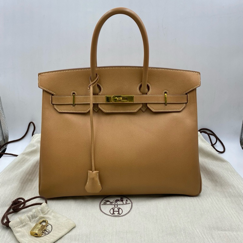 HERMES愛馬仕 birkin35 餅乾色E皮-0