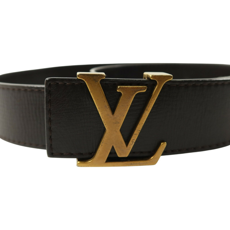 LOUIS VUITTON 牛皮皮革Ceinture LV Initials 90cm Belt金扣皮帶-2