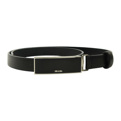 PRADA 牛皮皮革Saffiano Belt 70cm銀扣皮帶