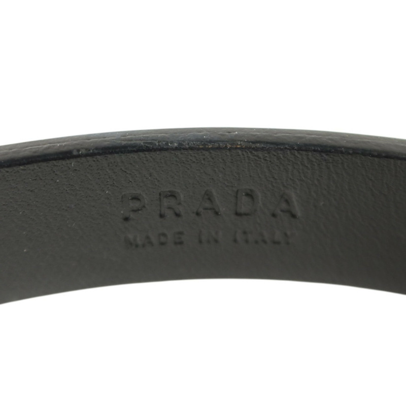PRADA 牛皮皮革Saffiano Belt 70cm銀扣皮帶-3