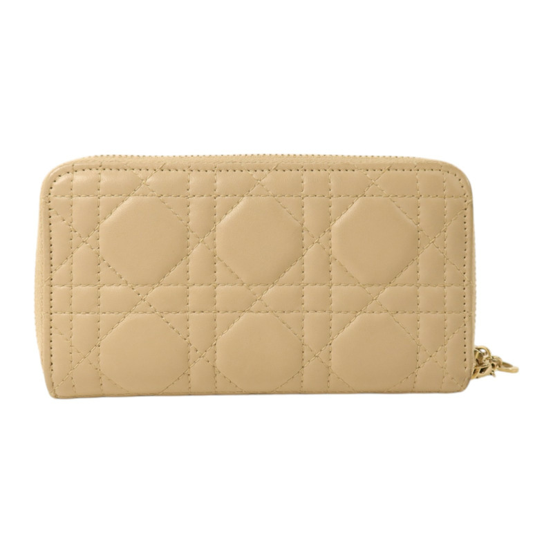 Dior 羊皮皮革Medium Lady Dior Zipper Wallet金扣長錢包-1