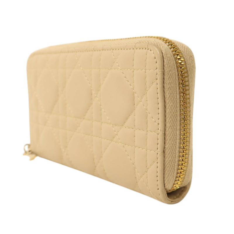 Dior 羊皮皮革Medium Lady Dior Zipper Wallet金扣長錢包-2