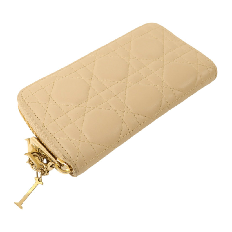 Dior 羊皮皮革Medium Lady Dior Zipper Wallet金扣長錢包-3