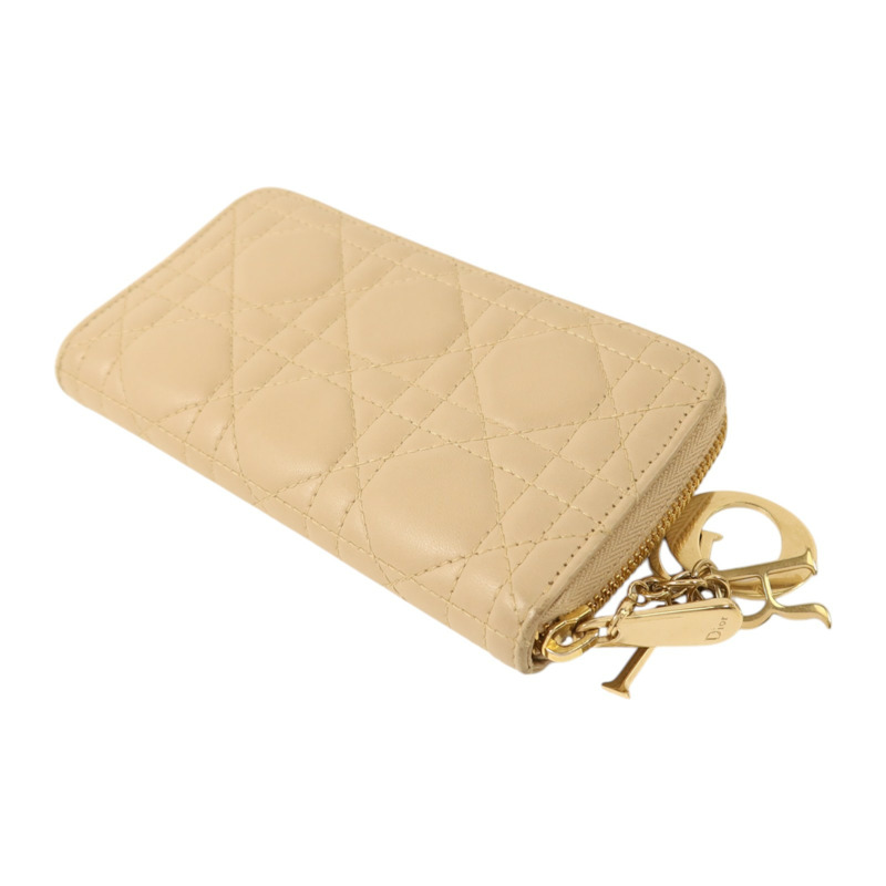 Dior 羊皮皮革Medium Lady Dior Zipper Wallet金扣長錢包-4