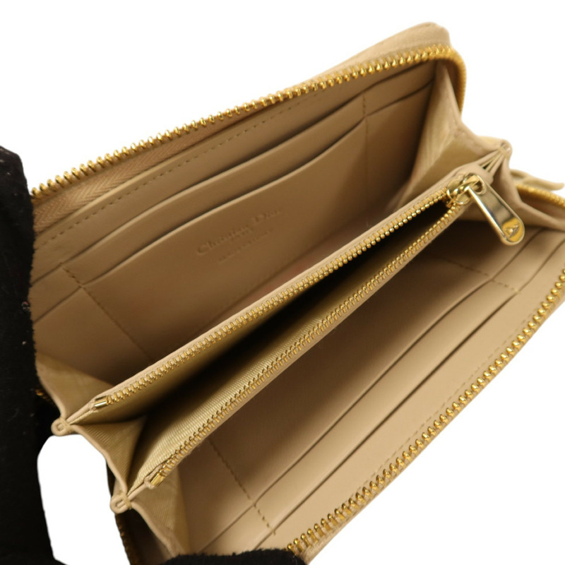 Dior 羊皮皮革Medium Lady Dior Zipper Wallet金扣長錢包-5