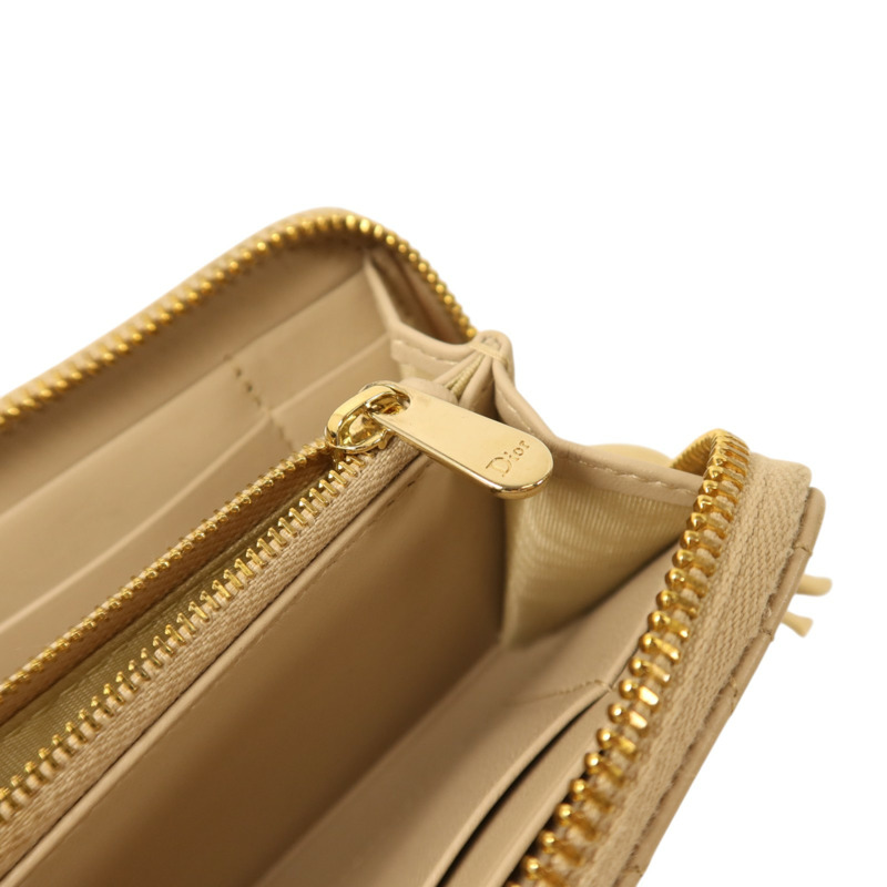 Dior 羊皮皮革Medium Lady Dior Zipper Wallet金扣長錢包-8