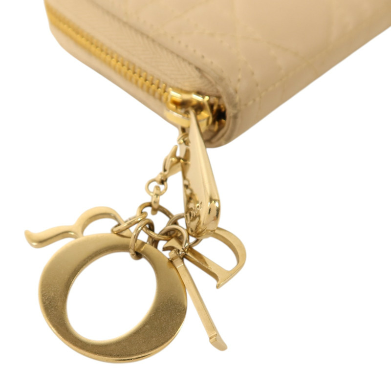 Dior 羊皮皮革Medium Lady Dior Zipper Wallet金扣長錢包-9