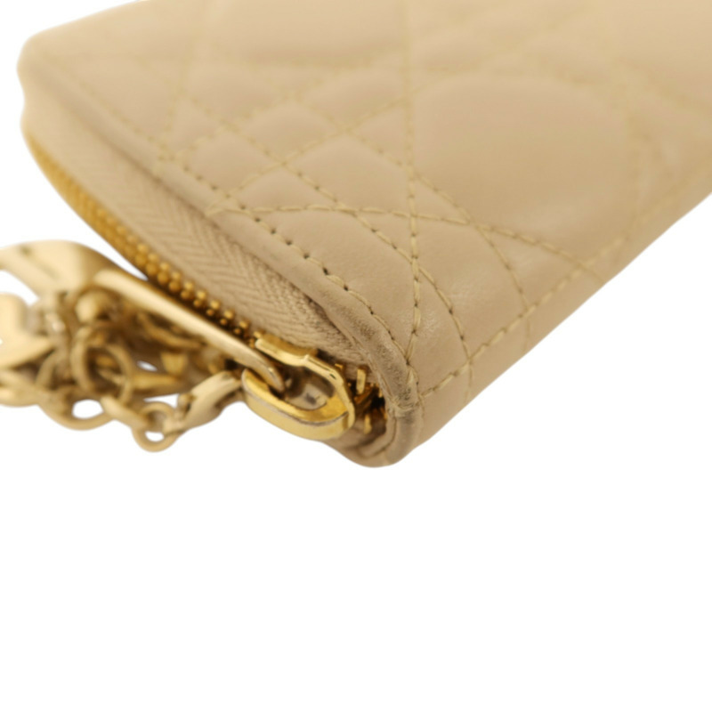 Dior 羊皮皮革Medium Lady Dior Zipper Wallet金扣長錢包-10