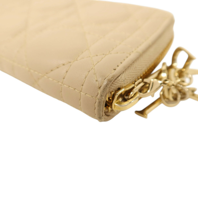 Dior 羊皮皮革Medium Lady Dior Zipper Wallet金扣長錢包-13