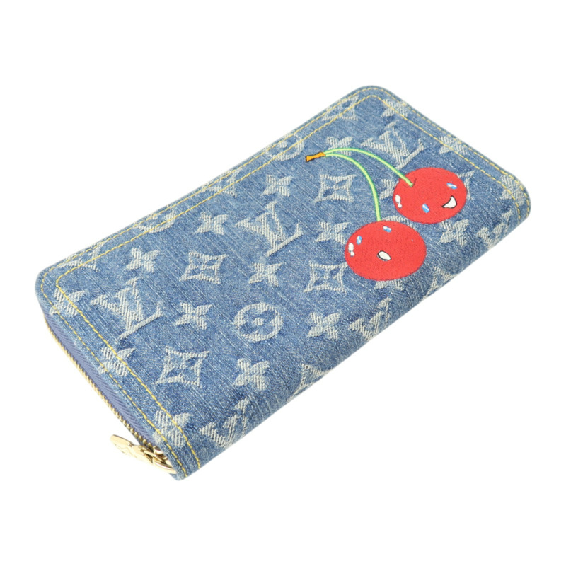 LOUIS VUITTON Monogram Denim/Cherry Takashi Murakami Long Wallet金扣長錢包-3