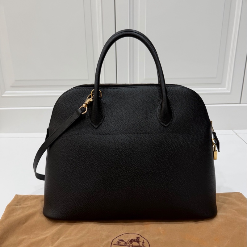 HERMES 愛馬仕 bolide 35 黑金 保齡包 手提包 肩背包 斜背包 側背包-1