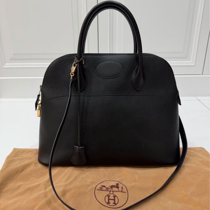 HERMES 愛馬仕 bolide 35 黑金 保齡包 手提包 肩背包 斜背包 側背包-3