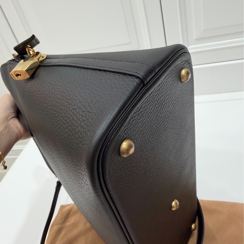 HERMES 愛馬仕 bolide 35 黑金 保齡包 手提包 肩背包 斜背包 側背包-9