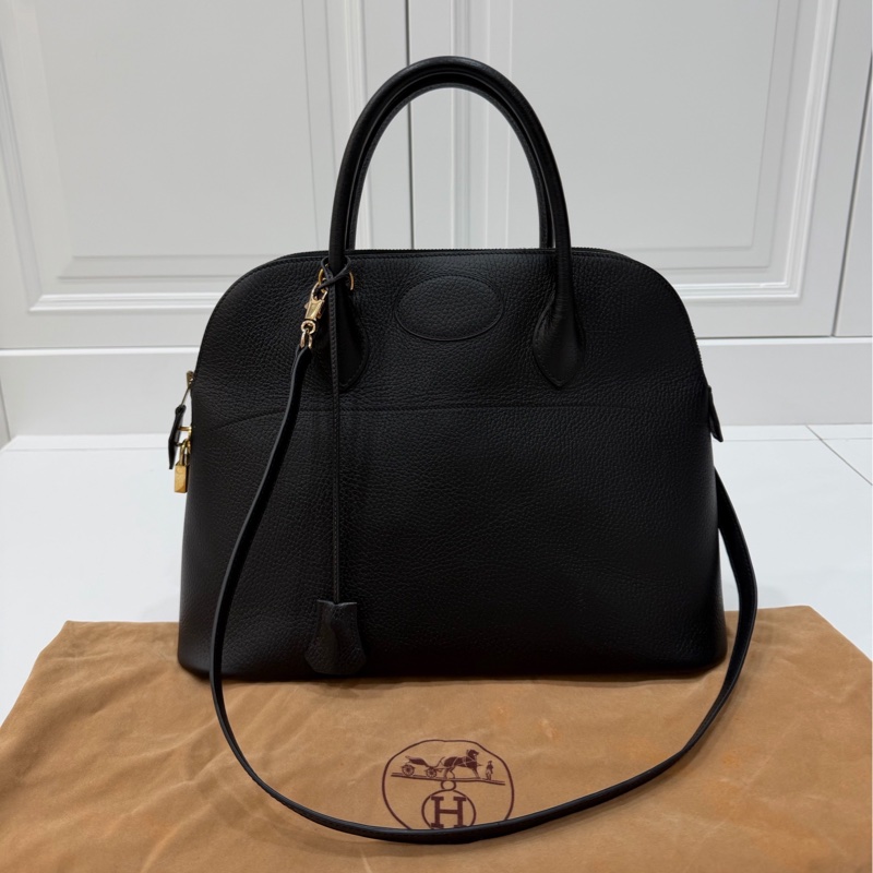 HERMES 愛馬仕 bolide 35 黑金 保齡包 手提包 肩背包 斜背包 側背包-10