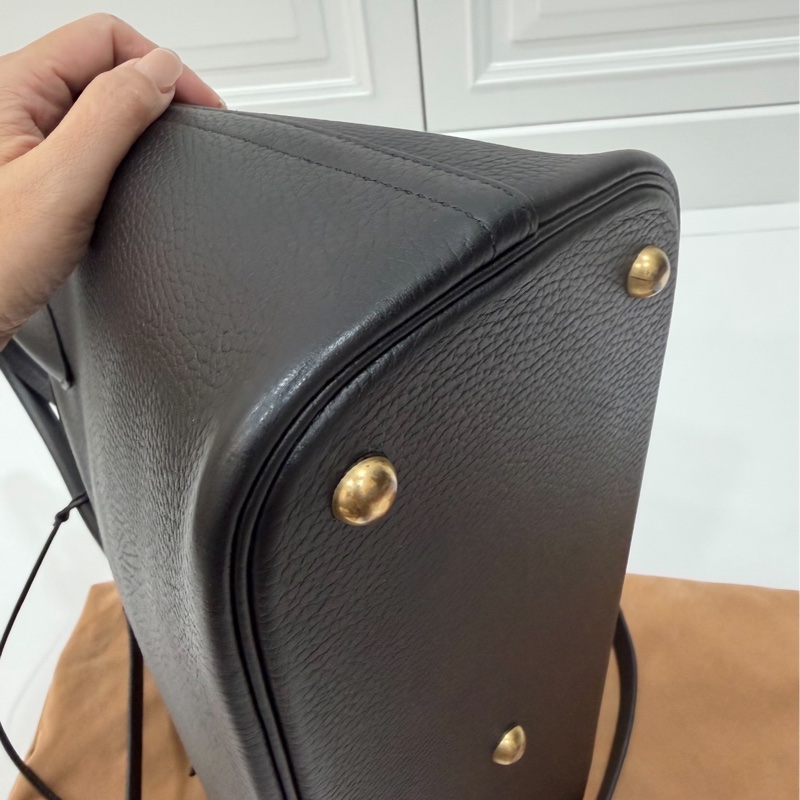 HERMES 愛馬仕 bolide 35 黑金 保齡包 手提包 肩背包 斜背包 側背包-12