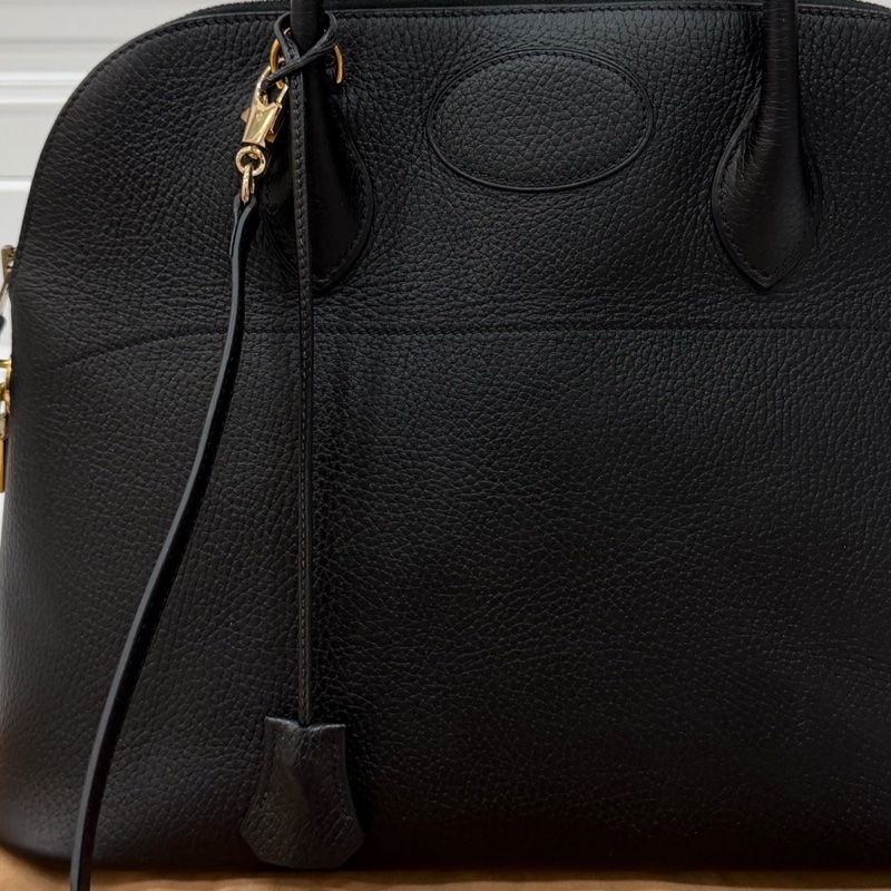 HERMES 愛馬仕 bolide 35 黑金 保齡包 手提包 肩背包 斜背包 側背包-18