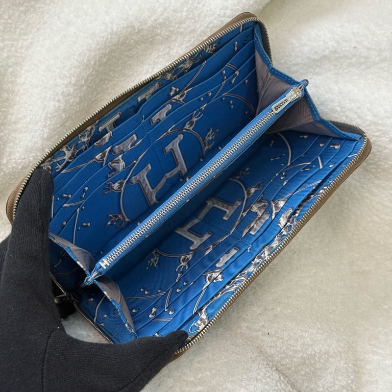 Hermes Silk'In 大象灰色絲巾長夾-6