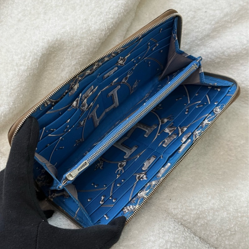 Hermes Silk'In 大象灰色絲巾長夾-7