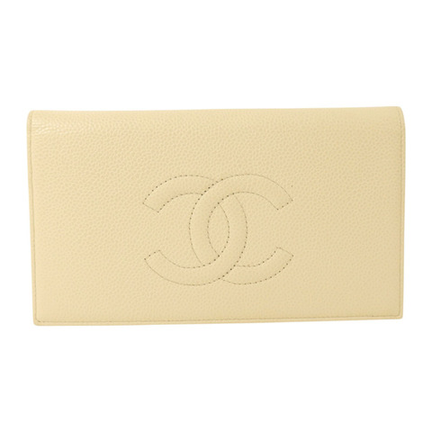 CHANEL 牛皮皮革Long Wallet金扣長錢包