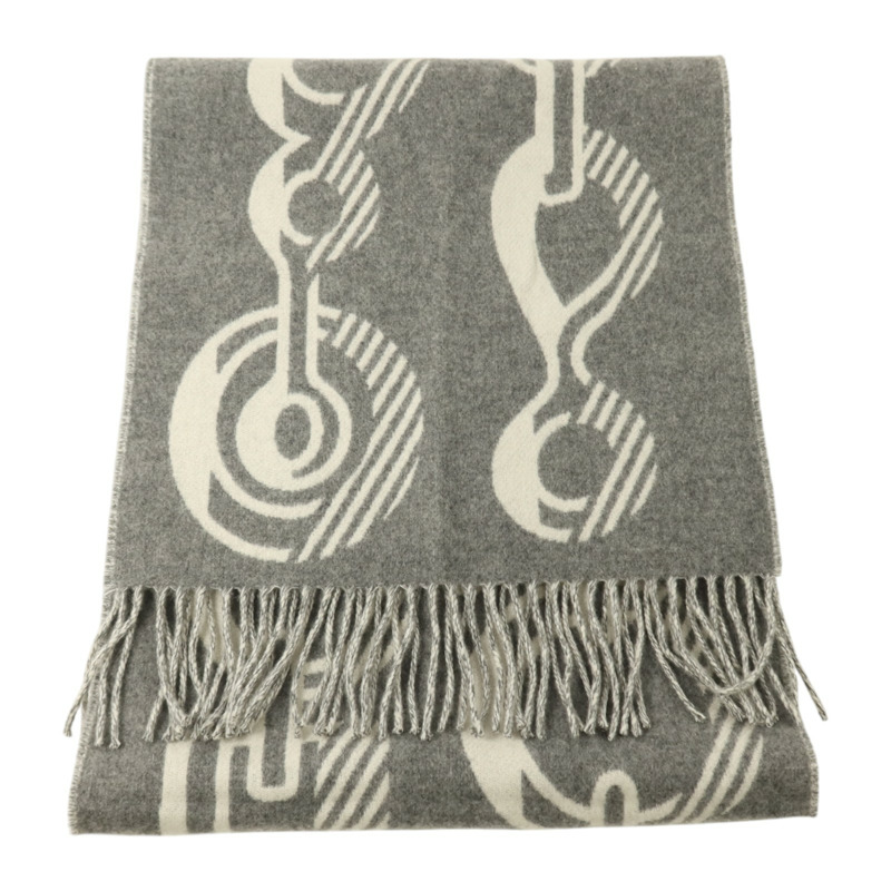 HERMES 羊絨Casaque Do Re Boucles Scarf 30x140圍巾-2