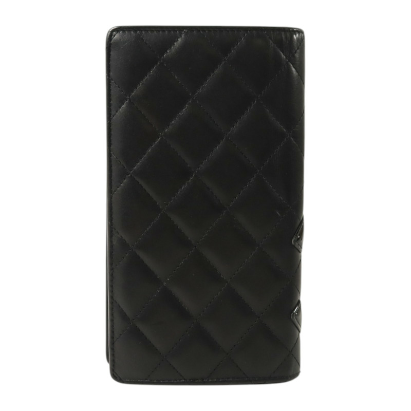 CHANEL 牛皮皮革Cambon Long Wallet銀扣長錢包-1