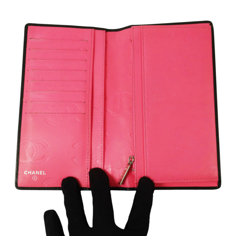 CHANEL 牛皮皮革Cambon Long Wallet銀扣長錢包-5