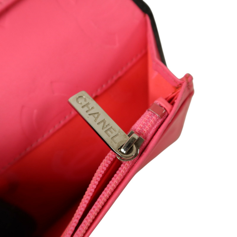 CHANEL 牛皮皮革Cambon Long Wallet銀扣長錢包-8