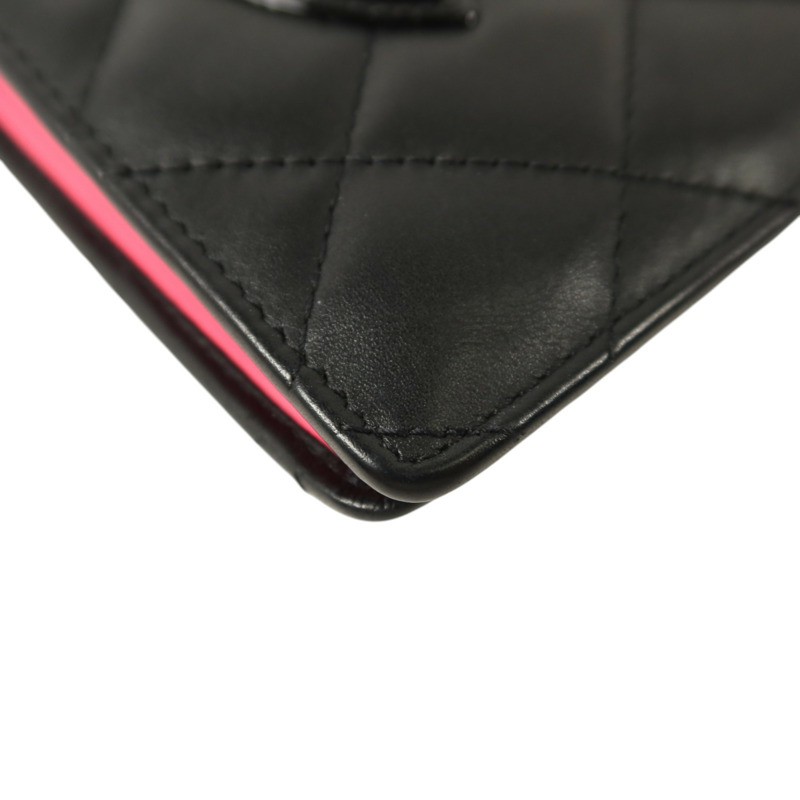 CHANEL 牛皮皮革Cambon Long Wallet銀扣長錢包-9