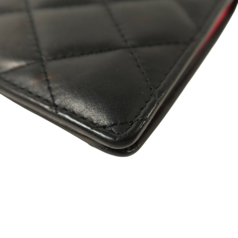 CHANEL 牛皮皮革Cambon Long Wallet銀扣長錢包-10