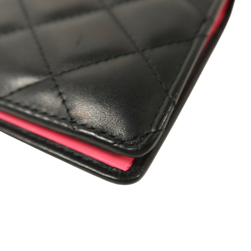 CHANEL 牛皮皮革Cambon Long Wallet銀扣長錢包-12