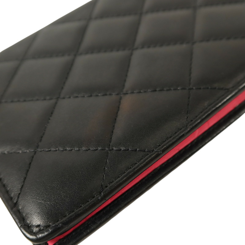 CHANEL 牛皮皮革Cambon Long Wallet銀扣長錢包-14