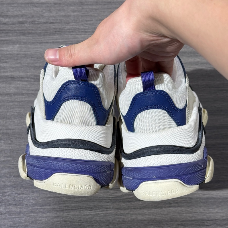 97🆕Balenciaga巴黎世家 Triple S 做舊 網眼 運動鞋 低幫 老爹鞋 女款 白藍-4