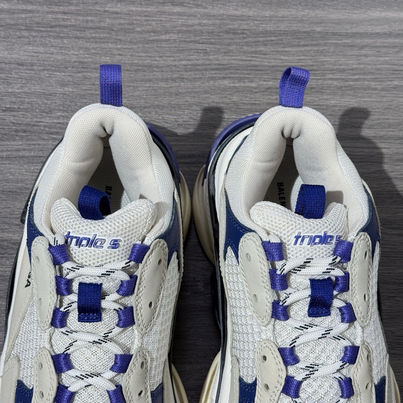 97🆕Balenciaga巴黎世家 Triple S 做舊 網眼 運動鞋 低幫 老爹鞋 女款 白藍-6