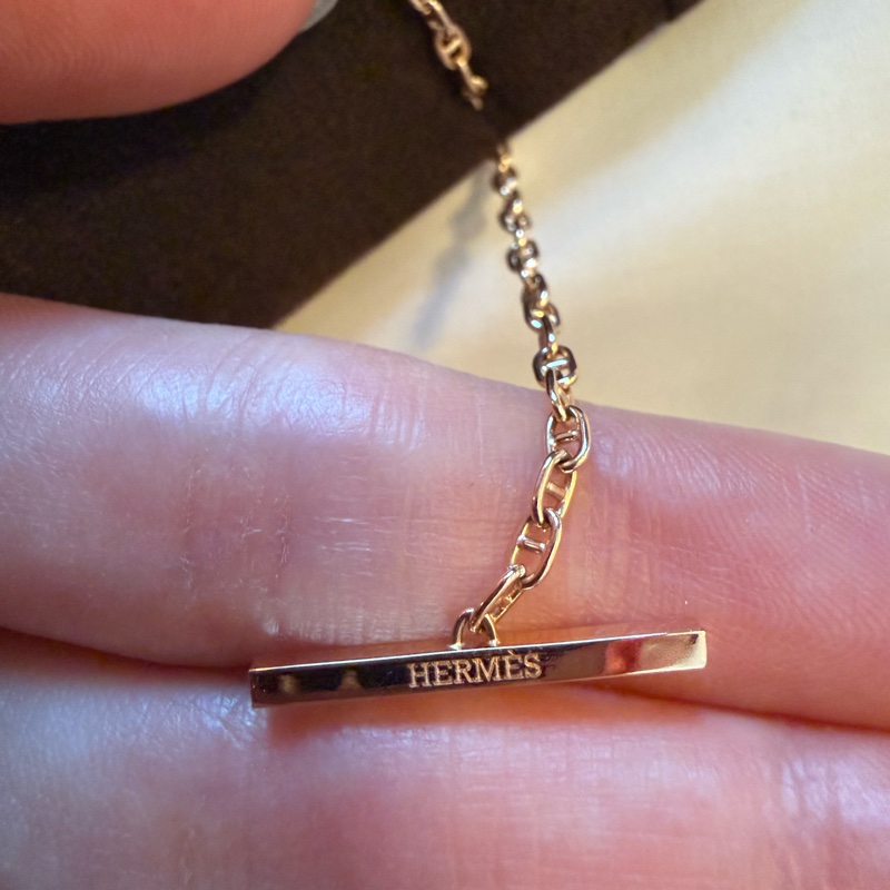 💖Hermes 豬鼻玫瑰金 鑽石手鍊💖 全新全配-5