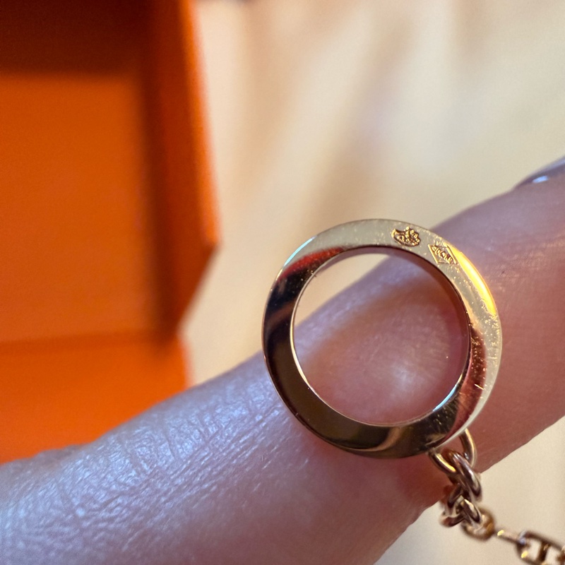 💖Hermes 豬鼻玫瑰金 鑽石手鍊💖 全新全配-6