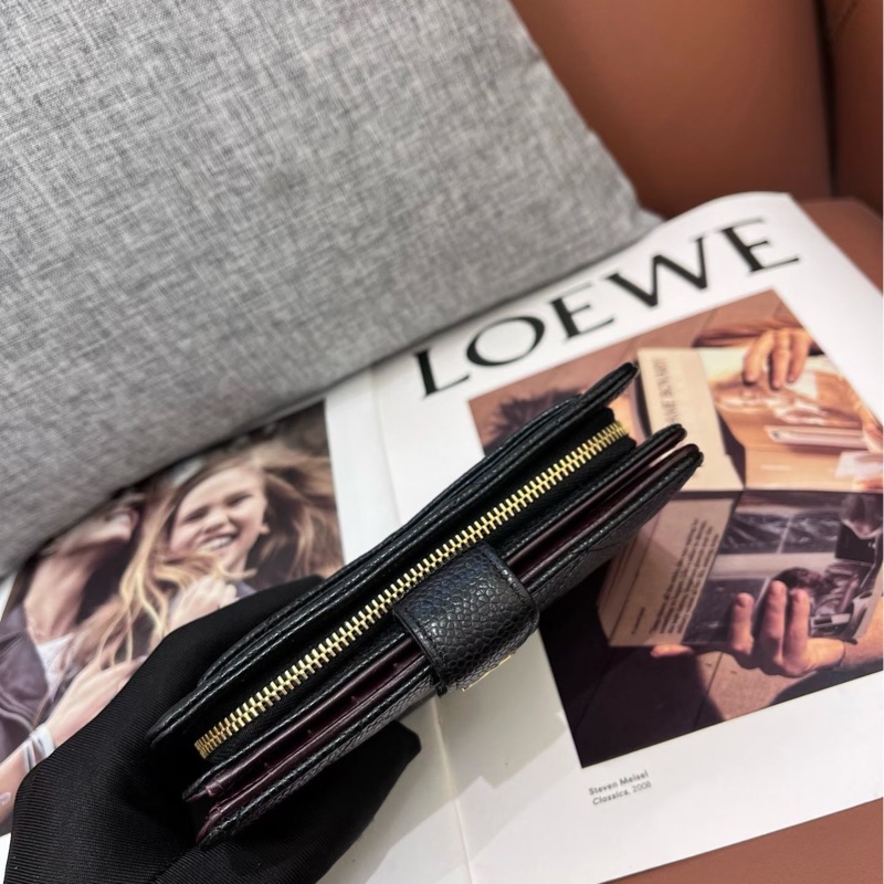 Chanel香奈兒黑金荔枝紋牛皮錢包 20開 98新-7