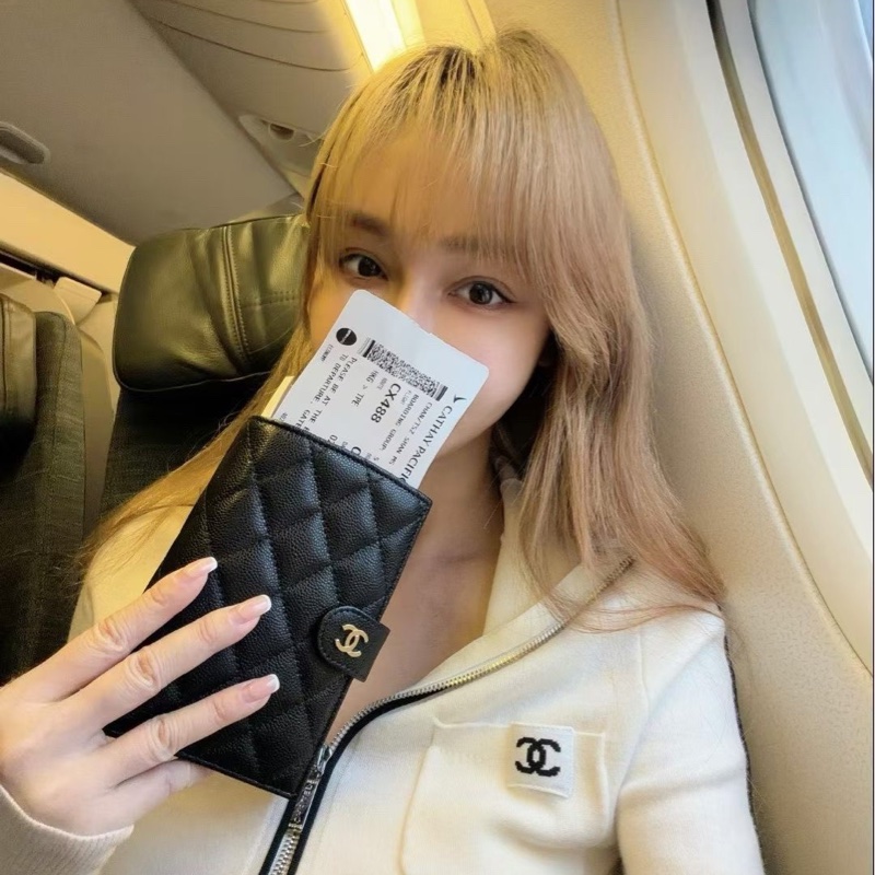 Chanel香奈兒黑金荔枝紋牛皮錢包 20開 98新-8