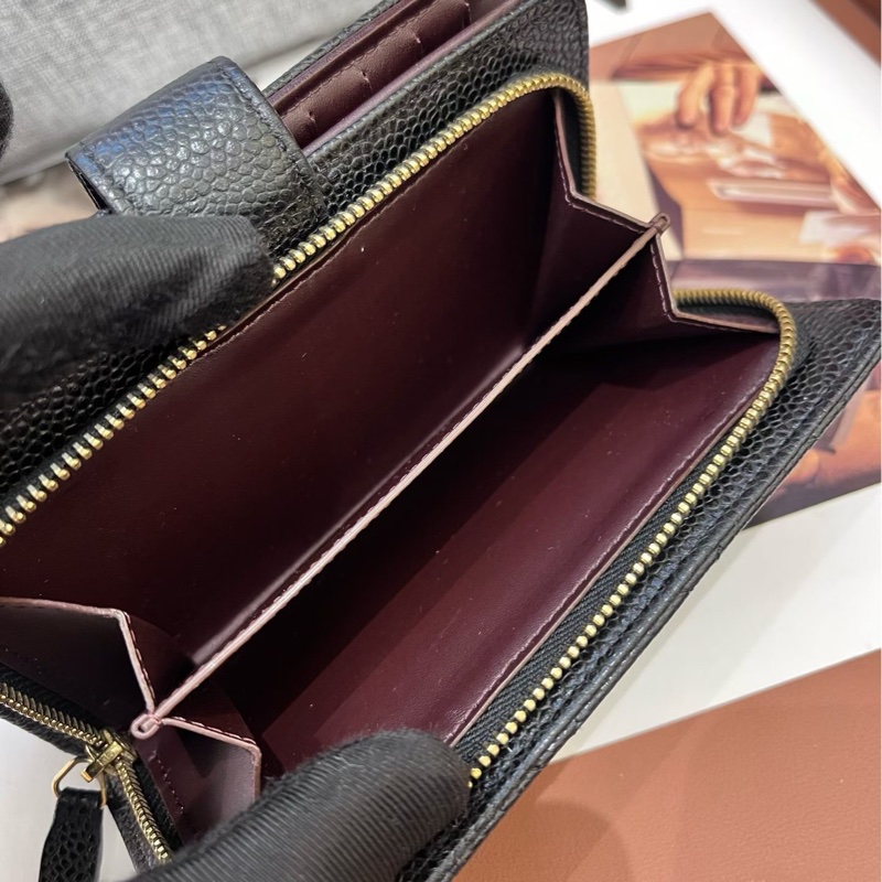 Chanel香奈兒黑金荔枝紋牛皮錢包 20開 98新-9