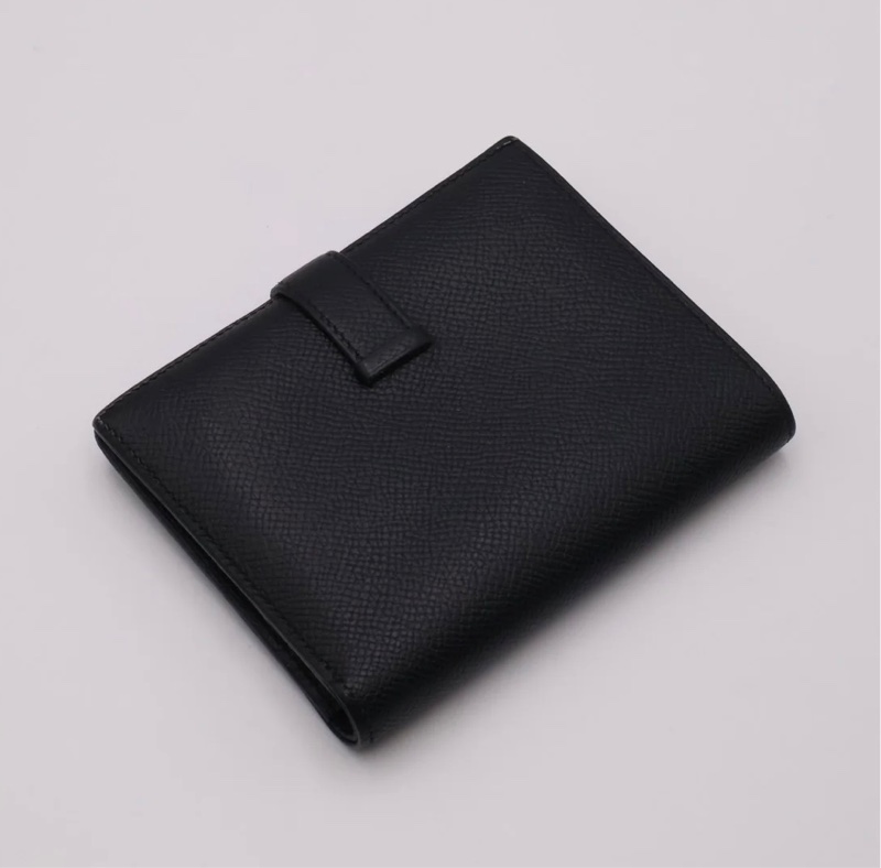 「JL精品代購」95新 現貨 HERMES 愛馬仕Bearn雙折短夾 黑玫瑰金-1