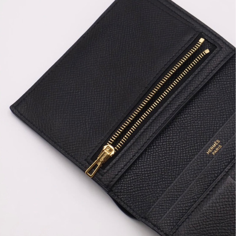 「JL精品代購」95新 現貨 HERMES 愛馬仕Bearn雙折短夾 黑玫瑰金-3