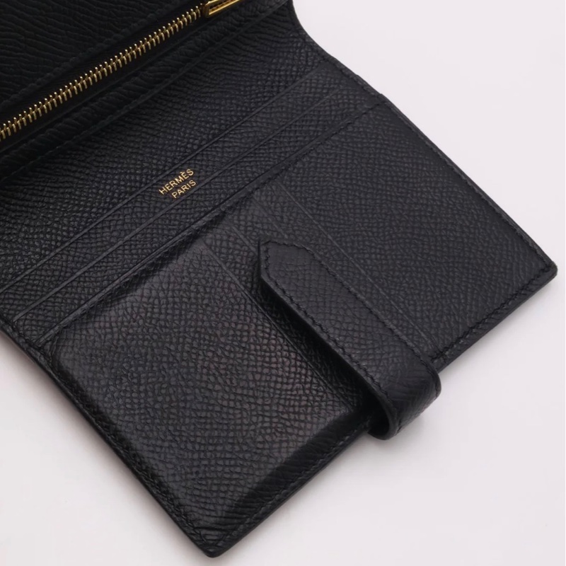 「JL精品代購」95新 現貨 HERMES 愛馬仕Bearn雙折短夾 黑玫瑰金-6