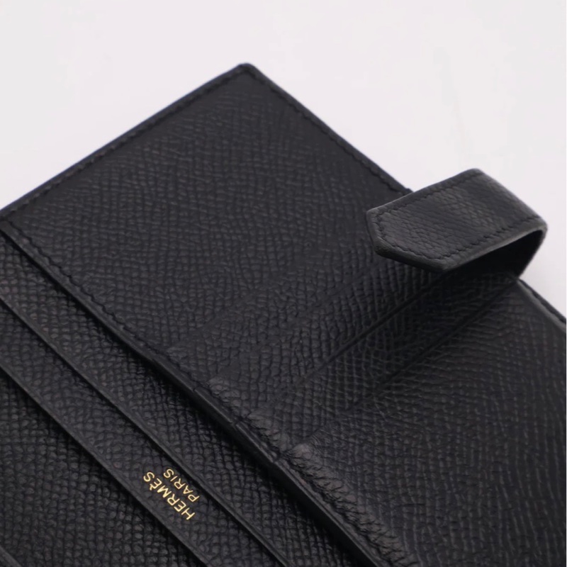 「JL精品代購」95新 現貨 HERMES 愛馬仕Bearn雙折短夾 黑玫瑰金-7