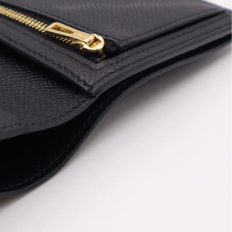 「JL精品代購」95新 現貨 HERMES 愛馬仕Bearn雙折短夾 黑玫瑰金-11