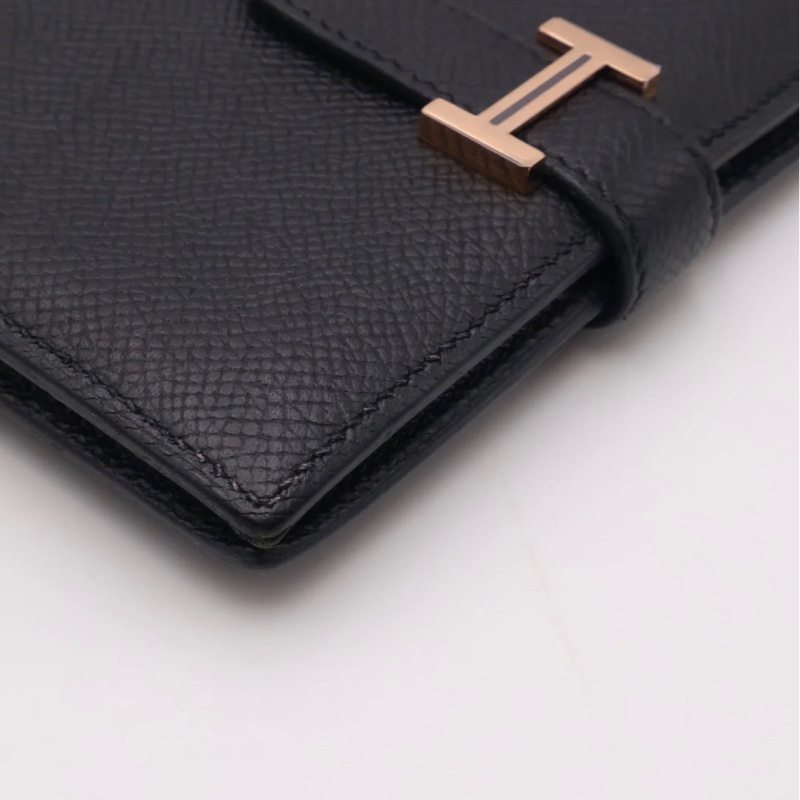 「JL精品代購」95新 現貨 HERMES 愛馬仕Bearn雙折短夾 黑玫瑰金-14