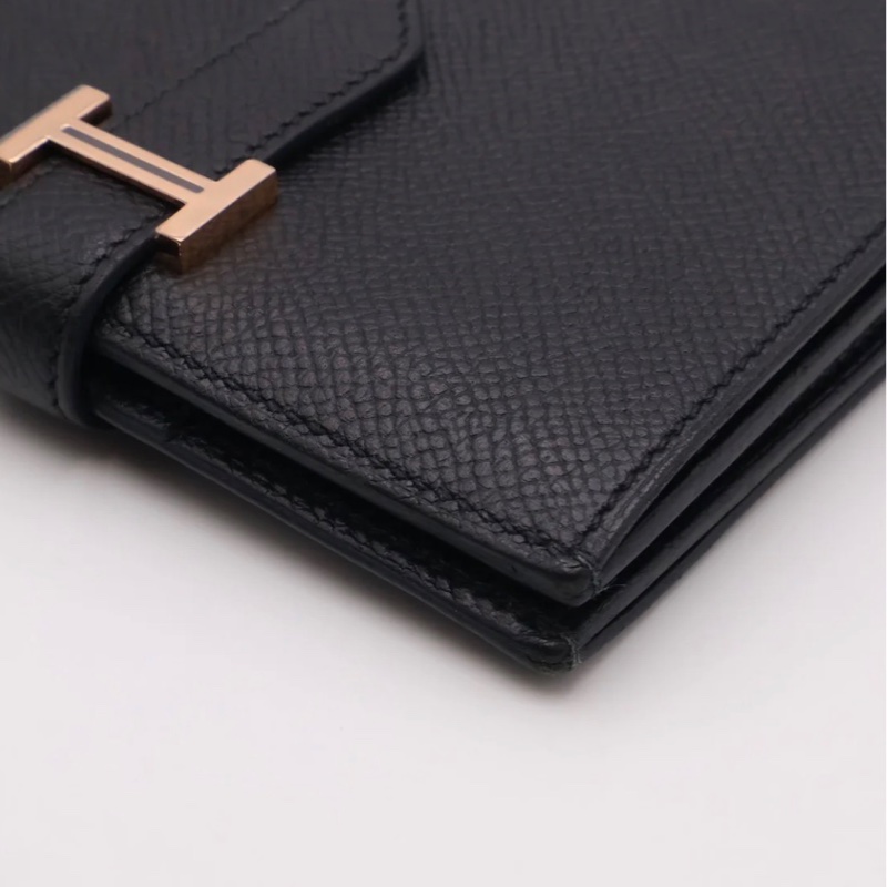 「JL精品代購」95新 現貨 HERMES 愛馬仕Bearn雙折短夾 黑玫瑰金-15