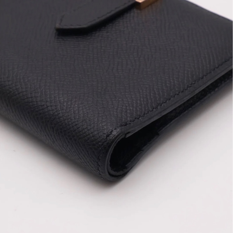 「JL精品代購」95新 現貨 HERMES 愛馬仕Bearn雙折短夾 黑玫瑰金-16