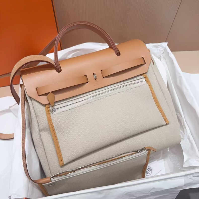 Hermes愛馬仕金棕拼米色herbag31  輕微使用-4